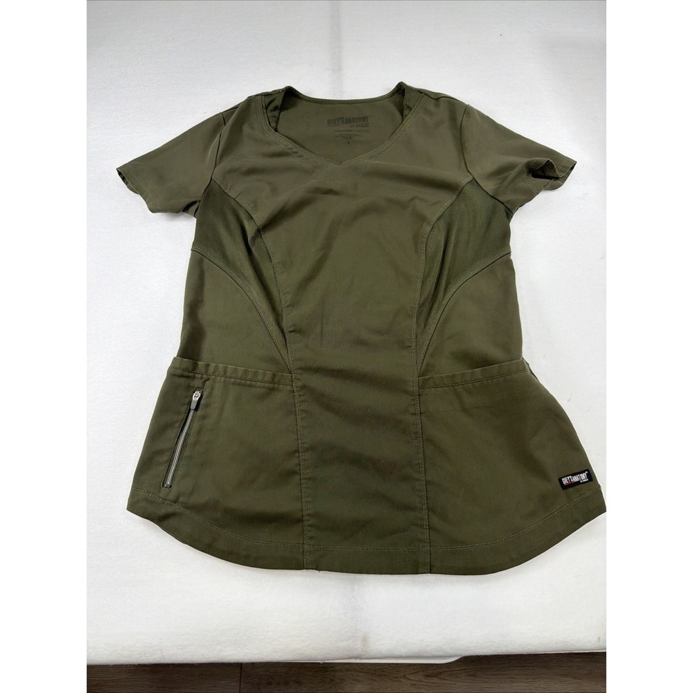 Greys Anatomy Scrub Top Womens Small Olive Green Medical Uniform Shirt GRST124‎